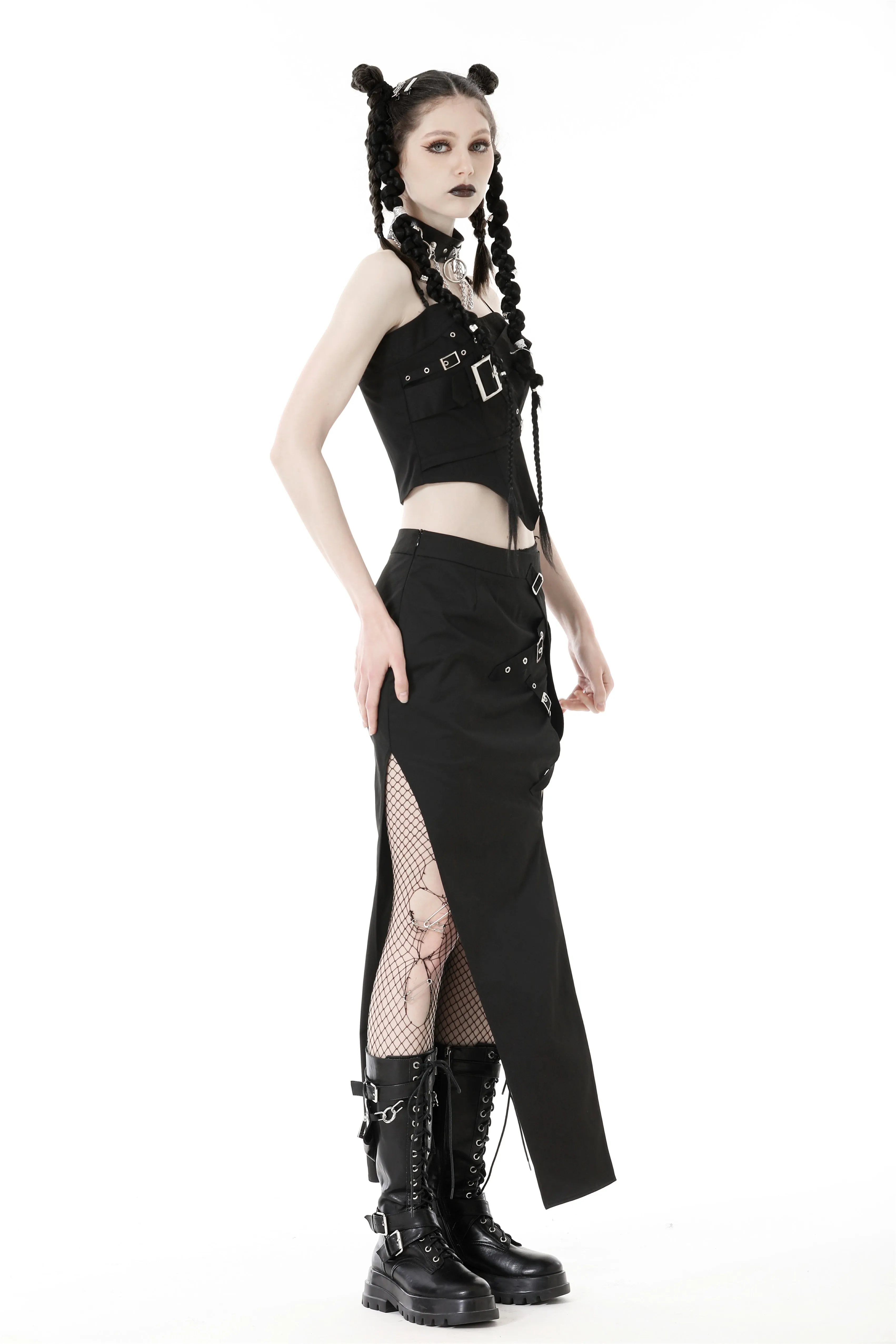 Punk metal crop corset CW053