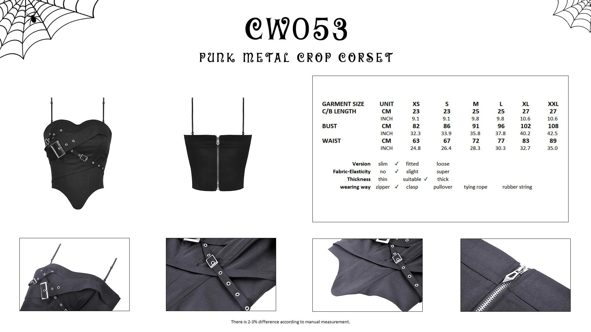 Punk metal crop corset CW053