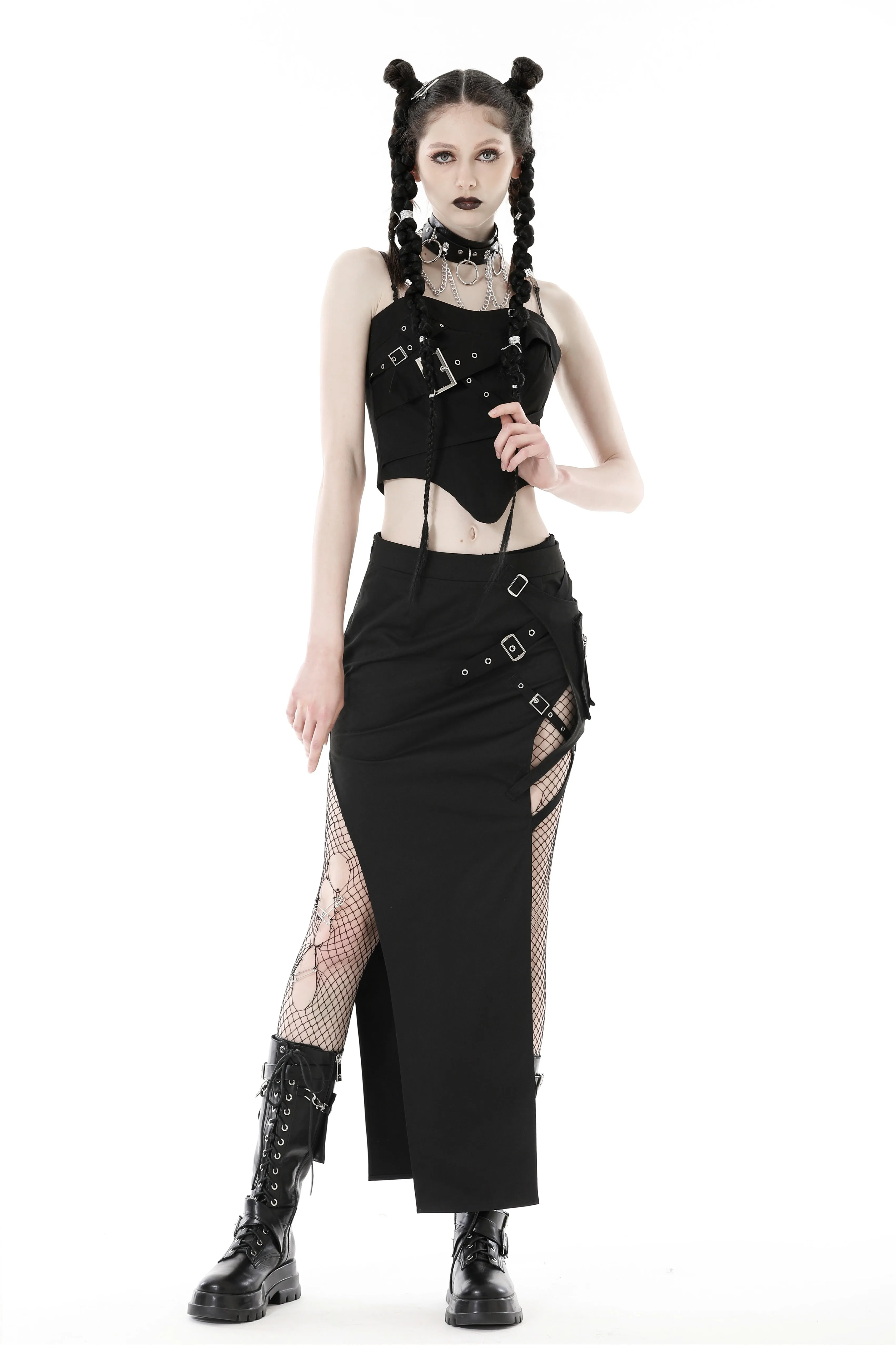 Punk metal crop corset CW053