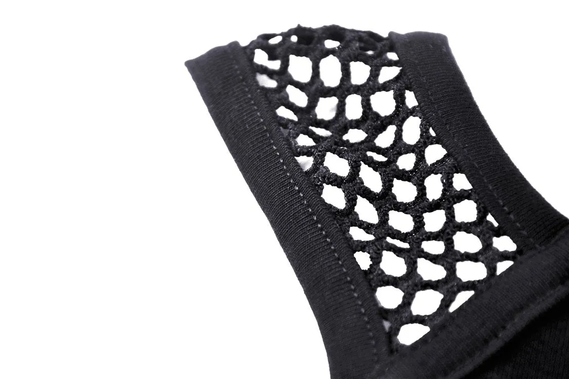 Punk net splicing midriff-baring top T-shirt TW266