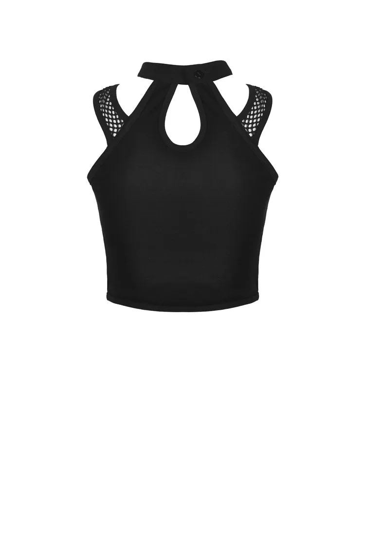 Punk net splicing midriff-baring top T-shirt TW266