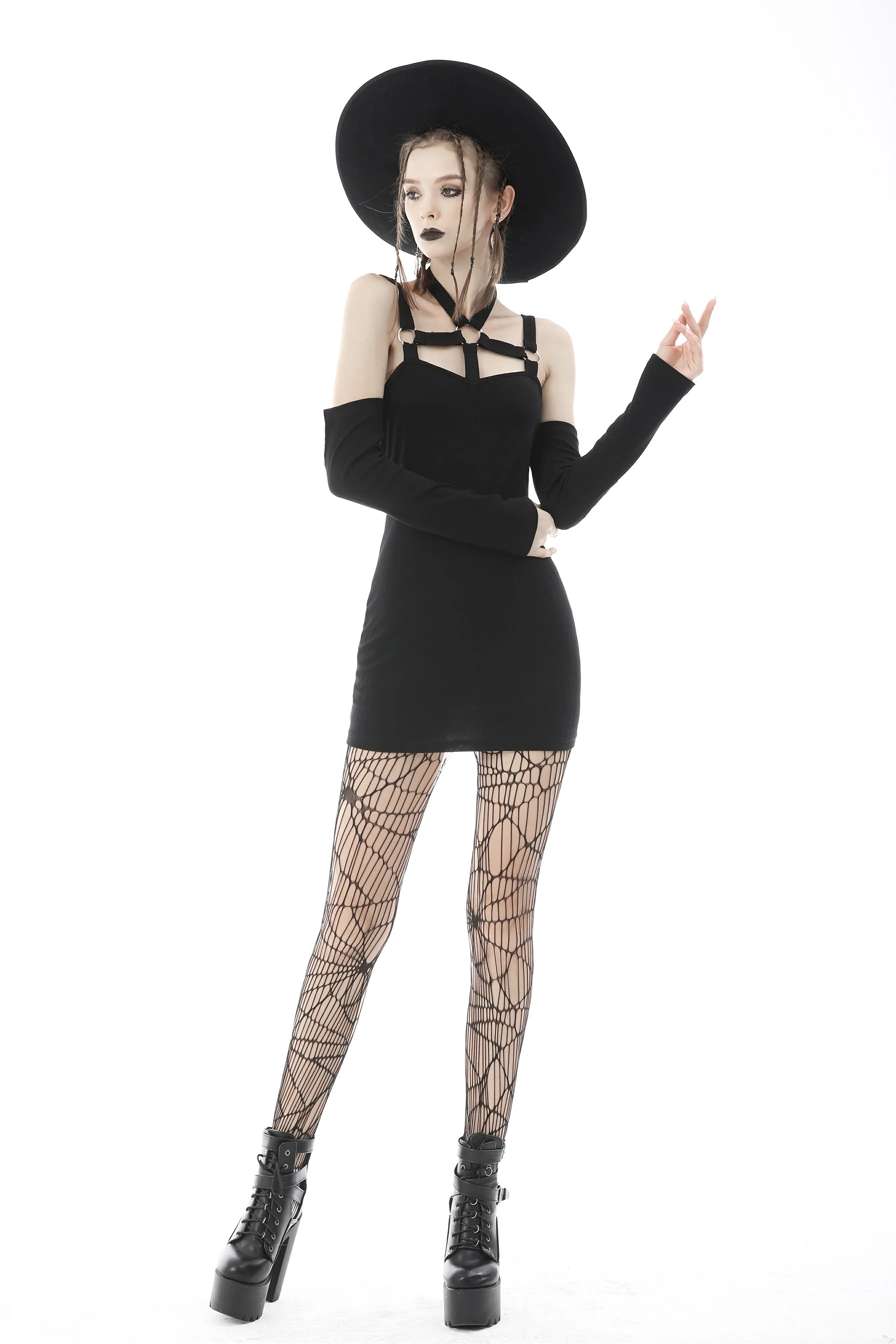 Punk off shoulder sexy tight mini dress DW599