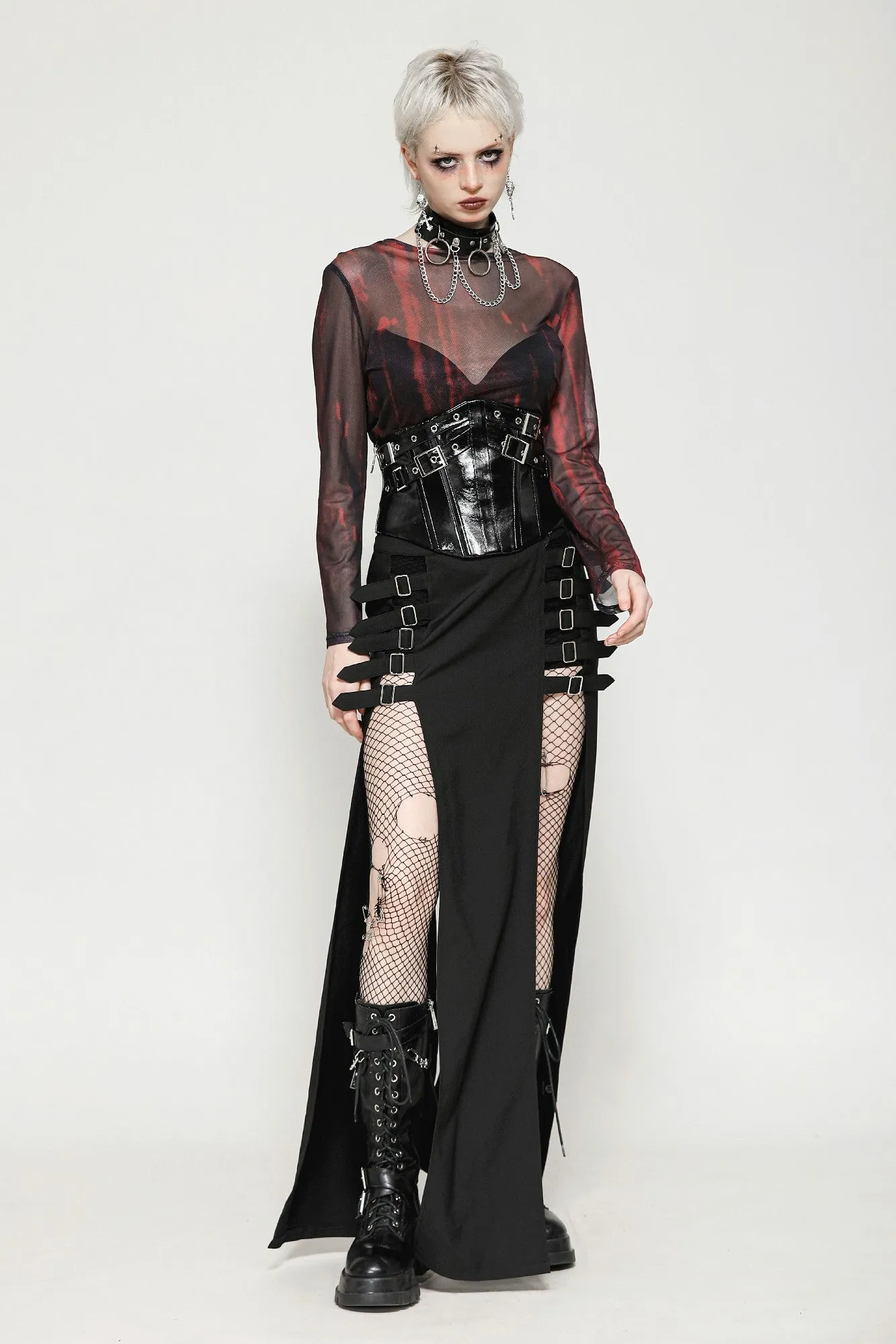 Punk Patent Leather Metal Waist Corset CW089