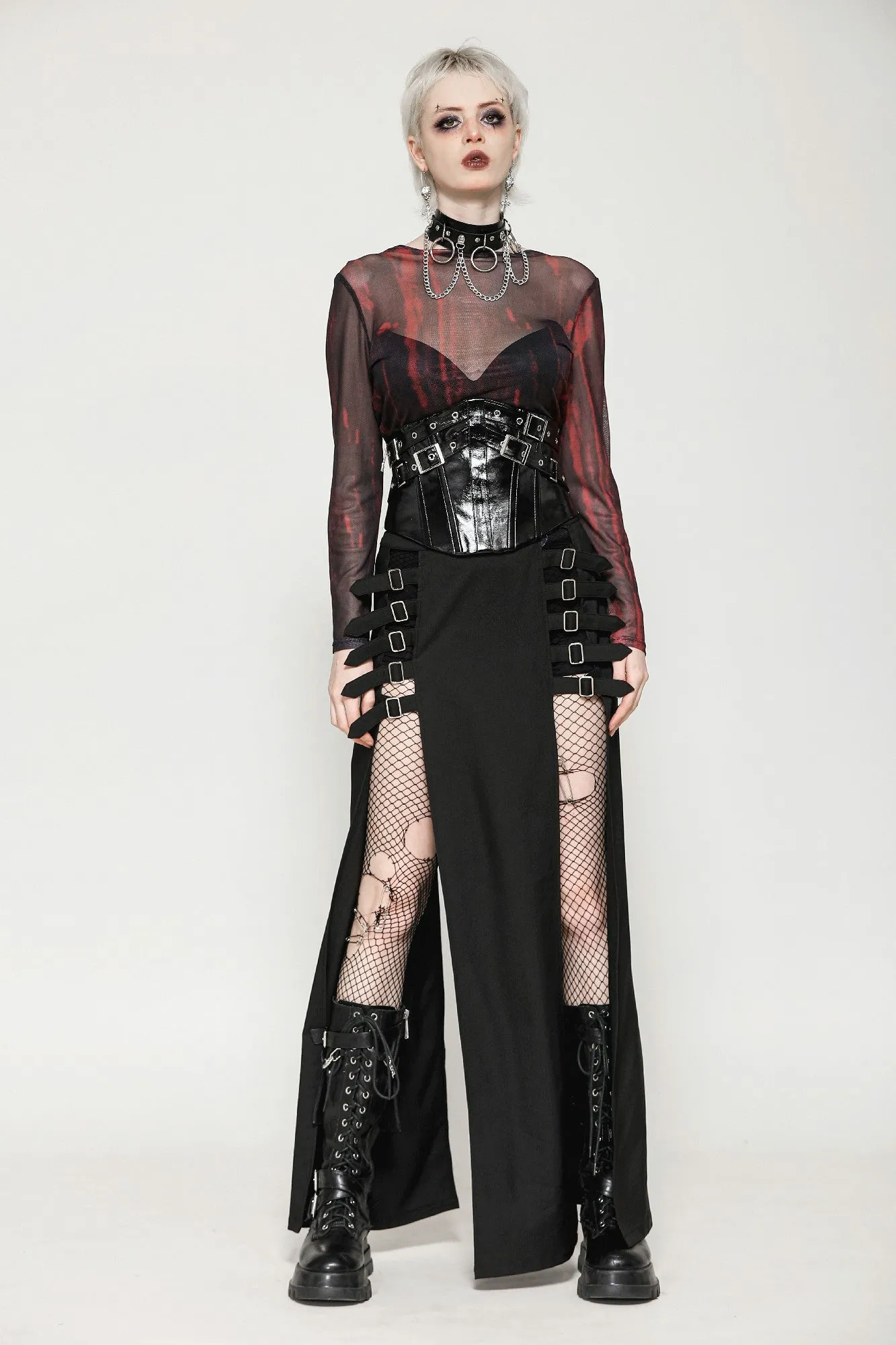 Punk Patent Leather Metal Waist Corset CW089