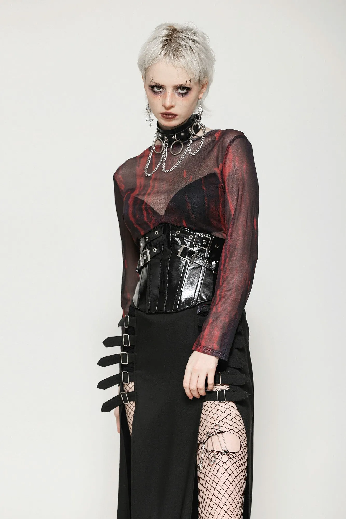 Punk Patent Leather Metal Waist Corset CW089