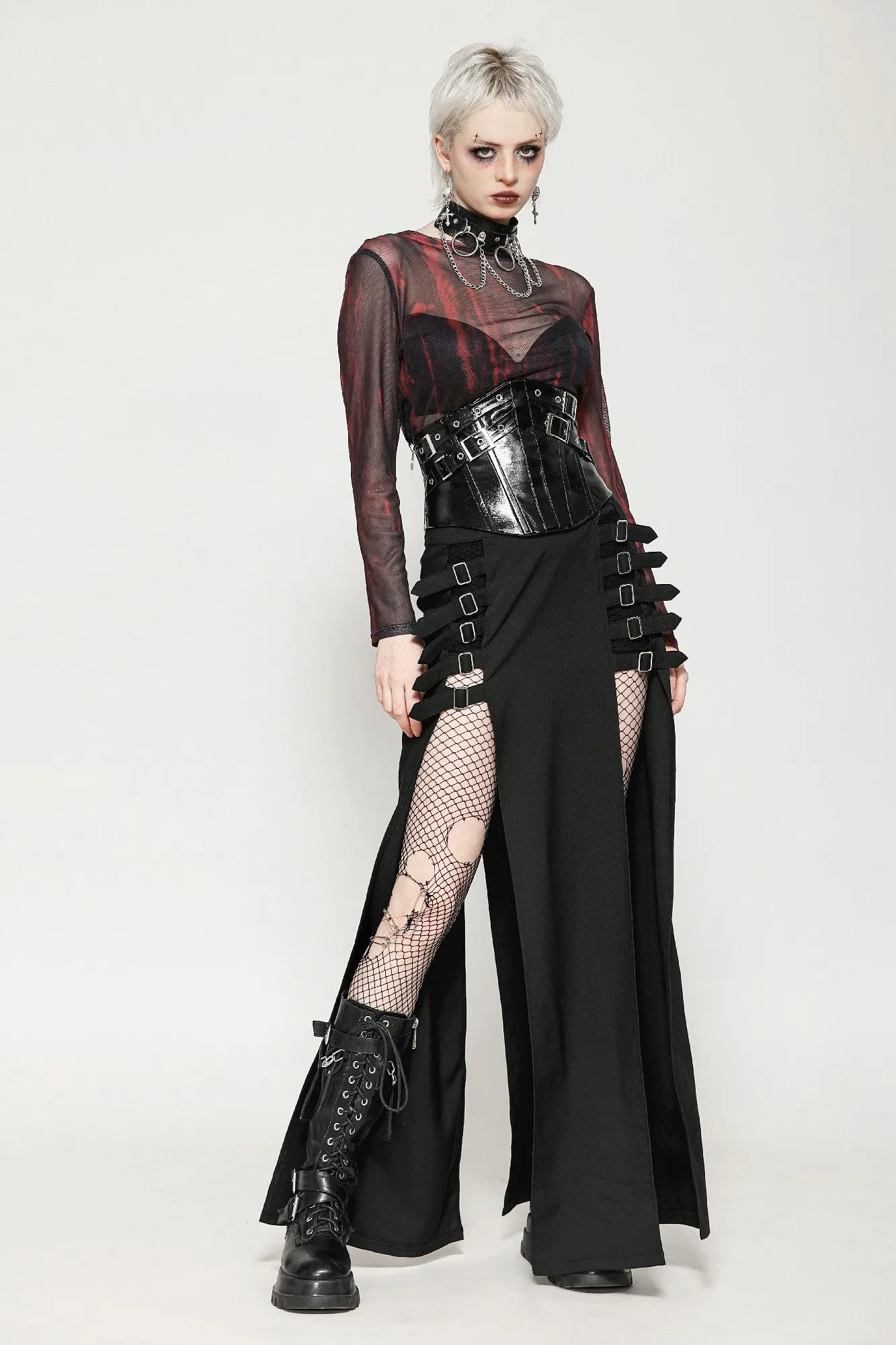 Punk Patent Leather Metal Waist Corset CW089