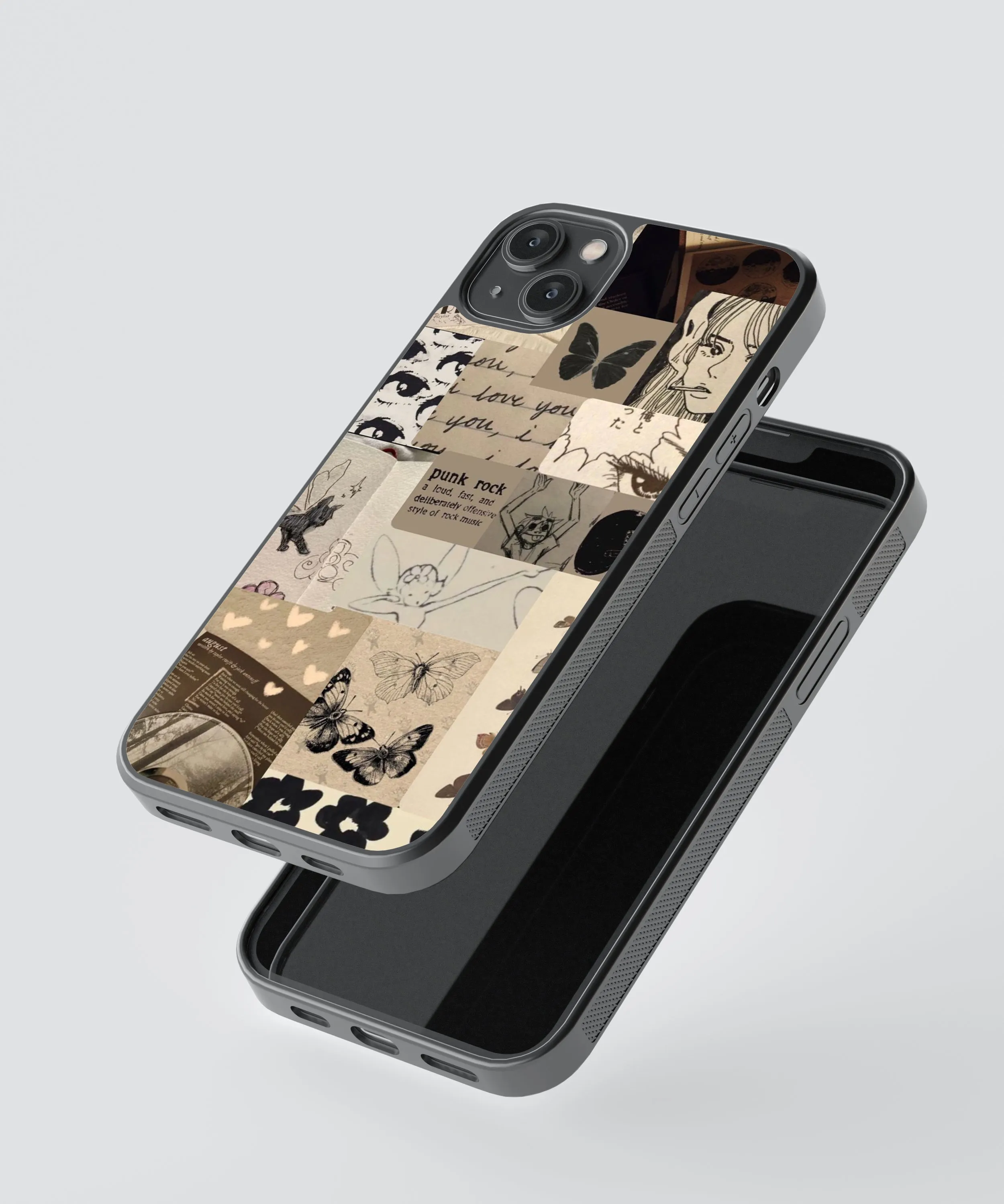 Punk Rock Vintage Glass Phone Case Cover