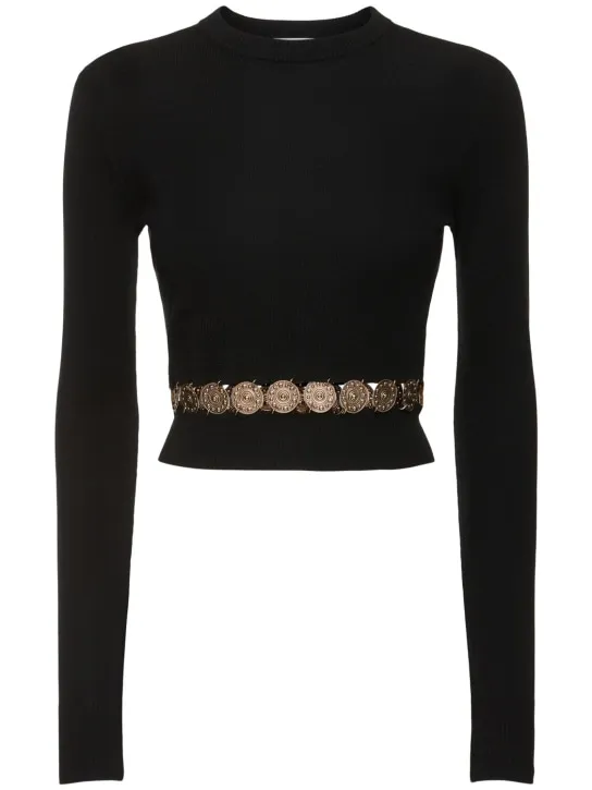Rabanne   Embellished wool &amp; silk sweater 