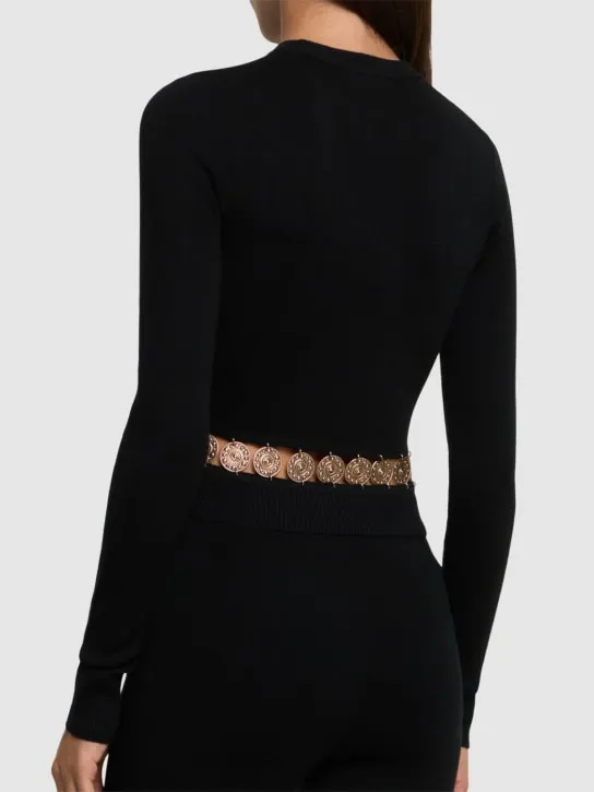 Rabanne   Embellished wool &amp; silk sweater 