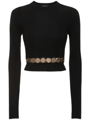 Rabanne   Embellished wool &amp; silk sweater 