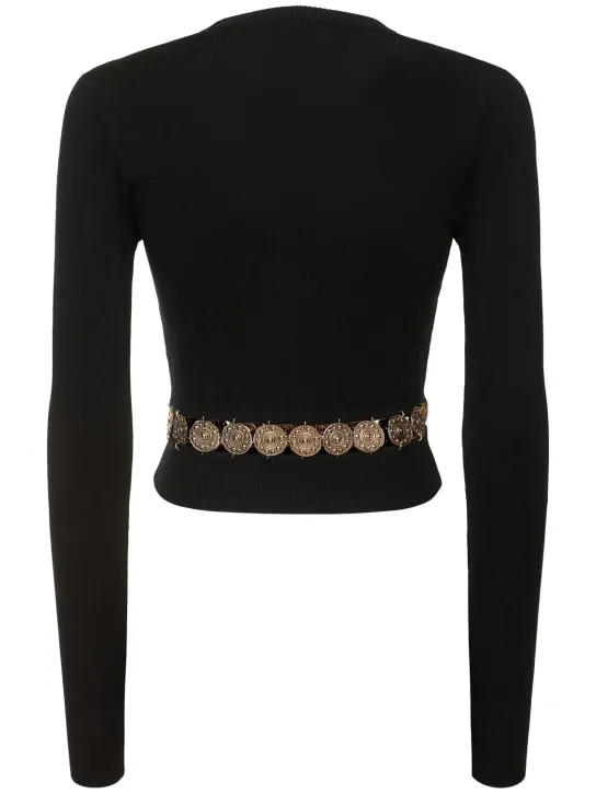 Rabanne   Embellished wool &amp; silk sweater 