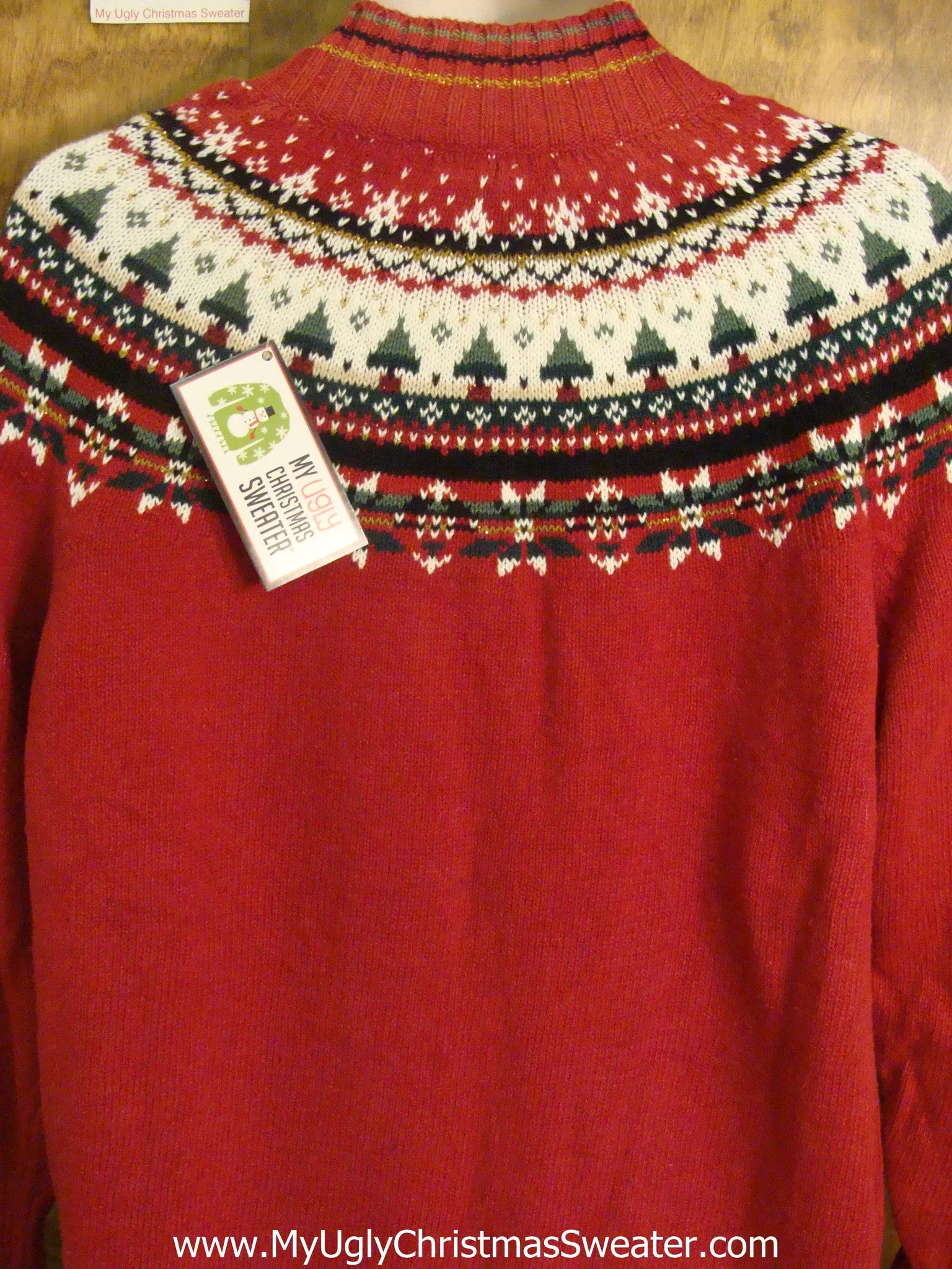 Red Nordic Cat Christmas Sweater
