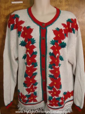 Red Poinsettias Bad Christmas Sweater