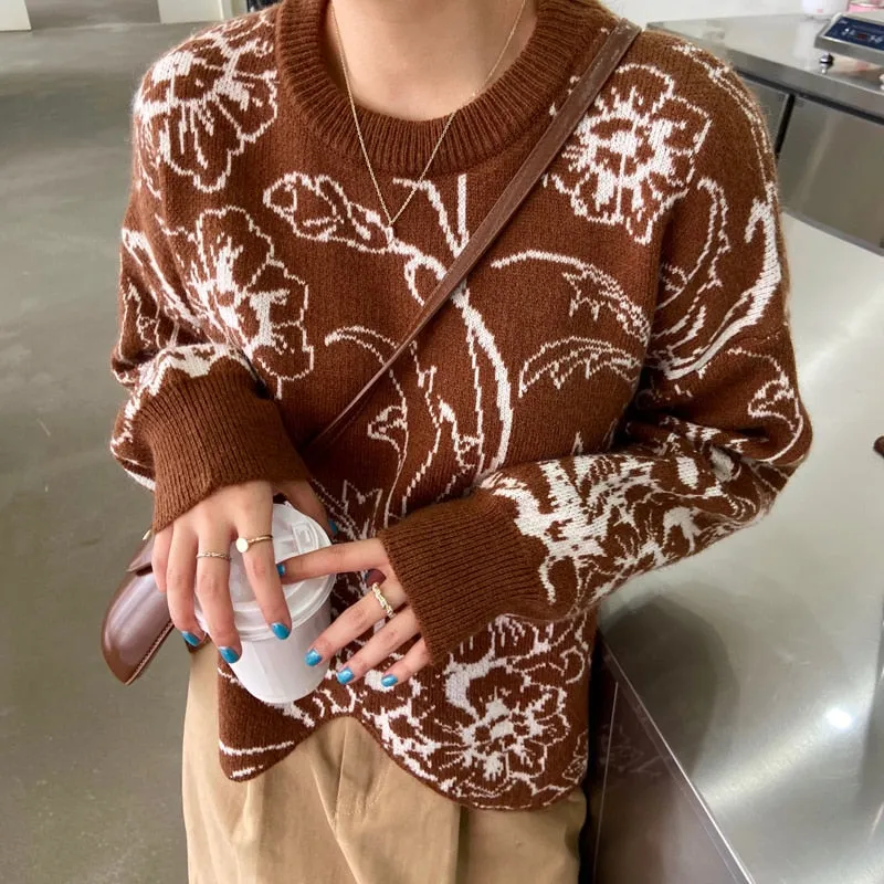 Retro O-Neck Korean Sweater