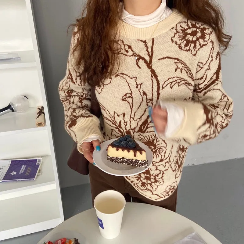 Retro O-Neck Korean Sweater