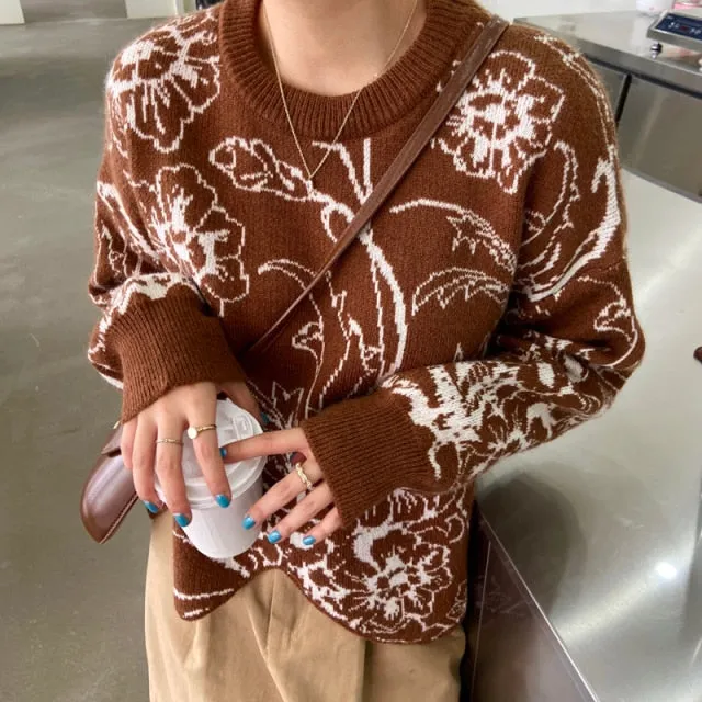 Retro O-Neck Korean Sweater