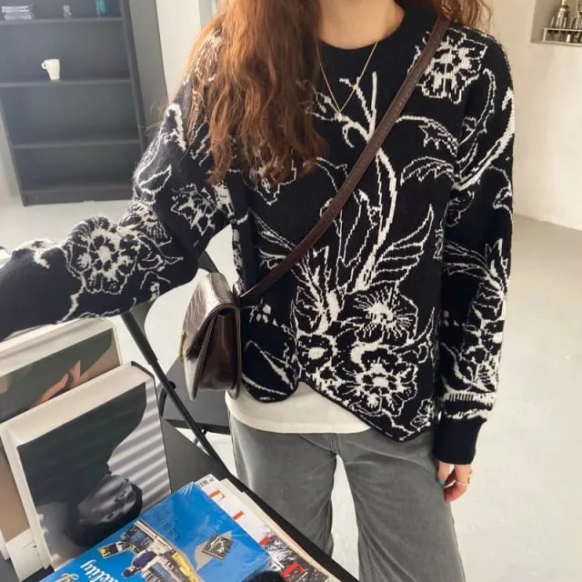 Retro O-Neck Korean Sweater
