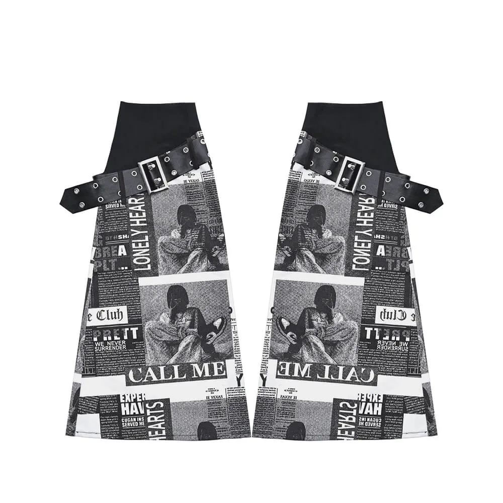 Retro Pictorial Print Buckled Leg Warmers