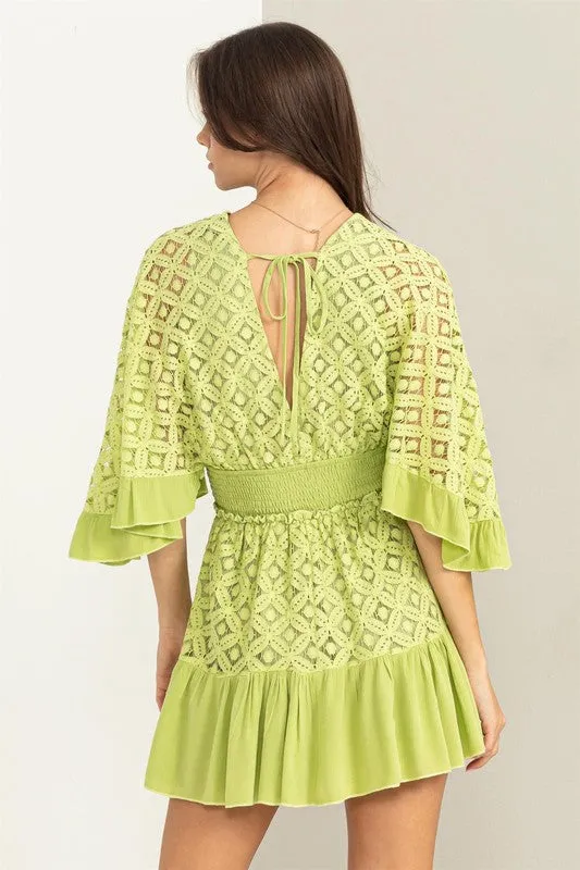 Romper con Encaje y Manga Kimono