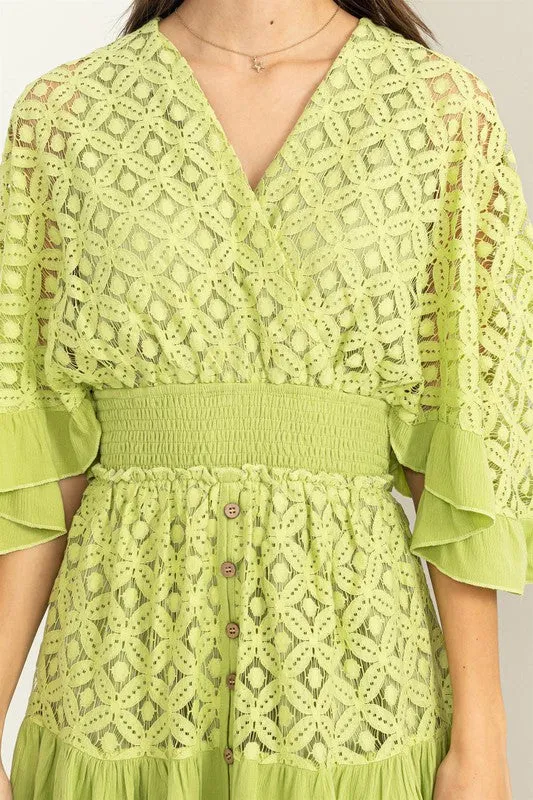 Romper con Encaje y Manga Kimono