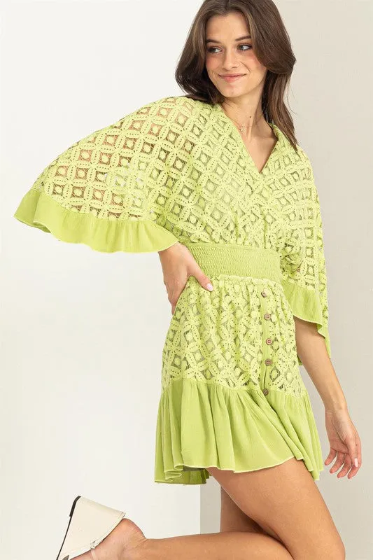 Romper con Encaje y Manga Kimono