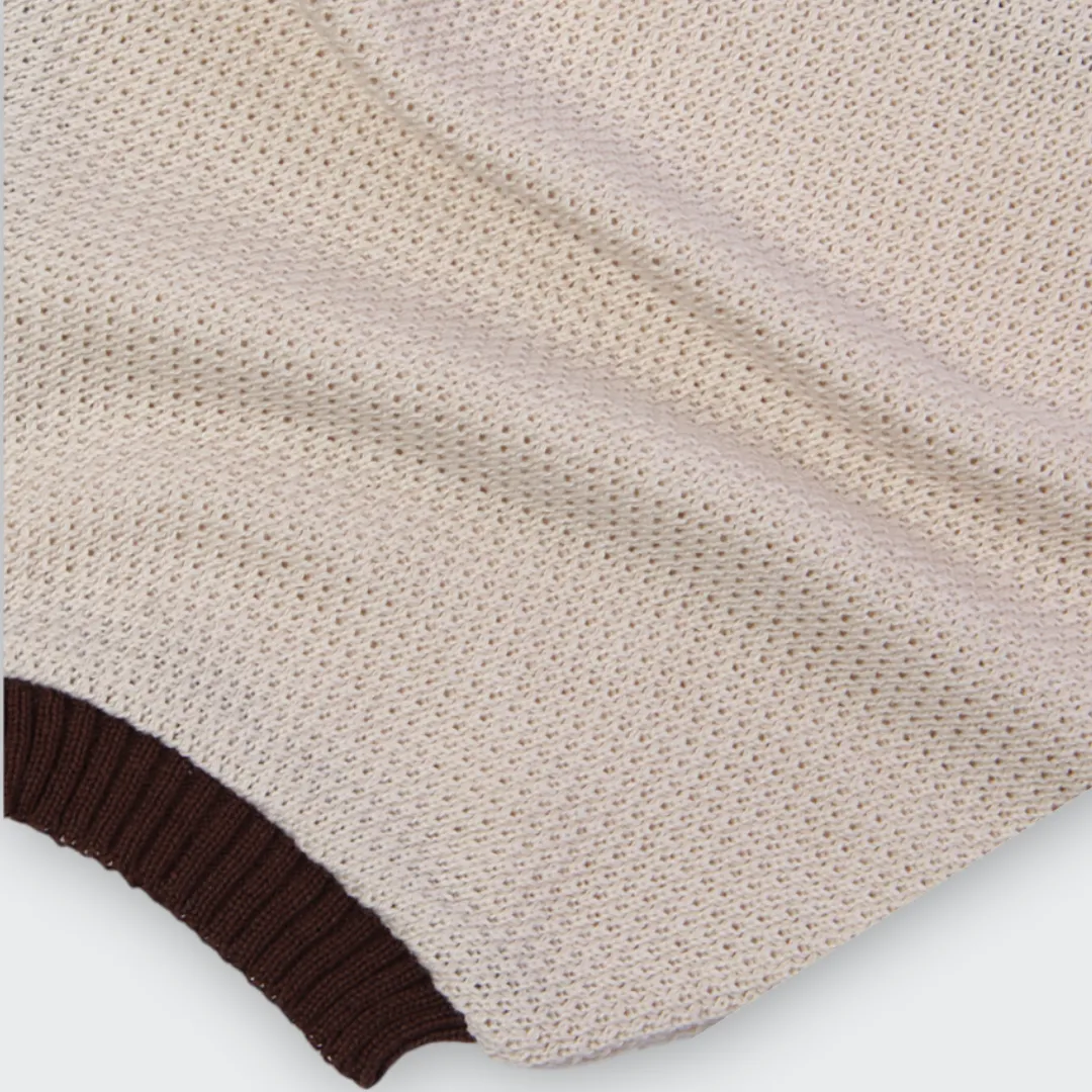 Romper em Tricot Areia e Marrom -  Bebê e Infantil