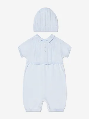 Sarah Louise Baby Boys Romper And Hat Set in Blue