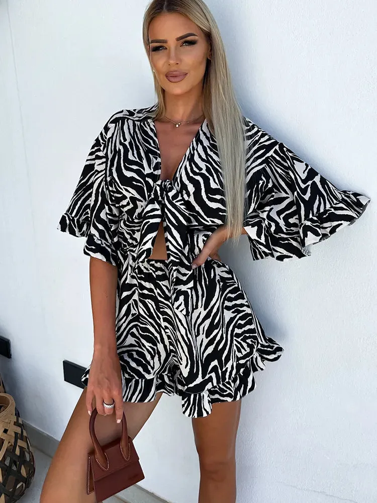 Sassy Print Jumpsuit Romper