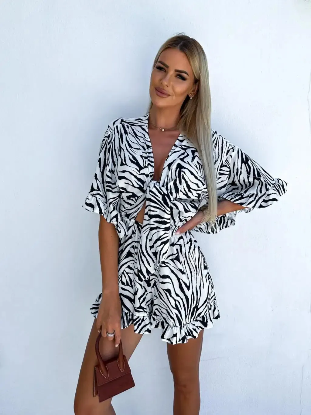 Sassy Print Jumpsuit Romper