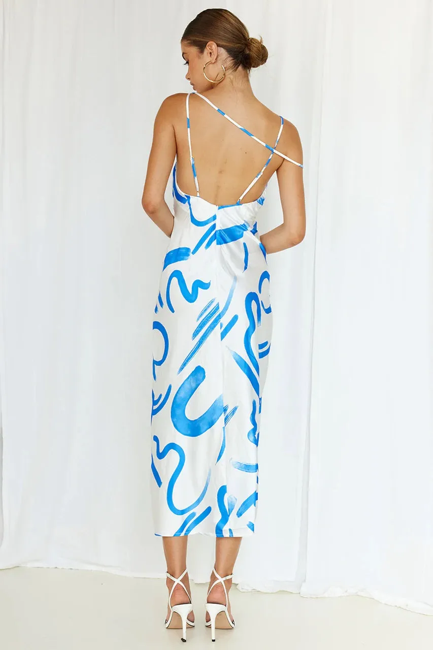 SEVEN WONDERS THE LABEL Womens York Slip Dress White & Blue