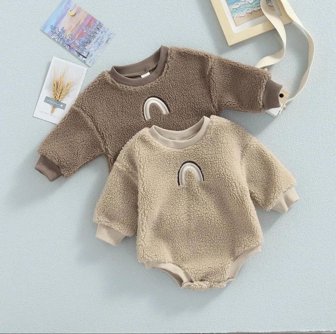 Sherpa Rainbow Sweater Romper - Milo Brown