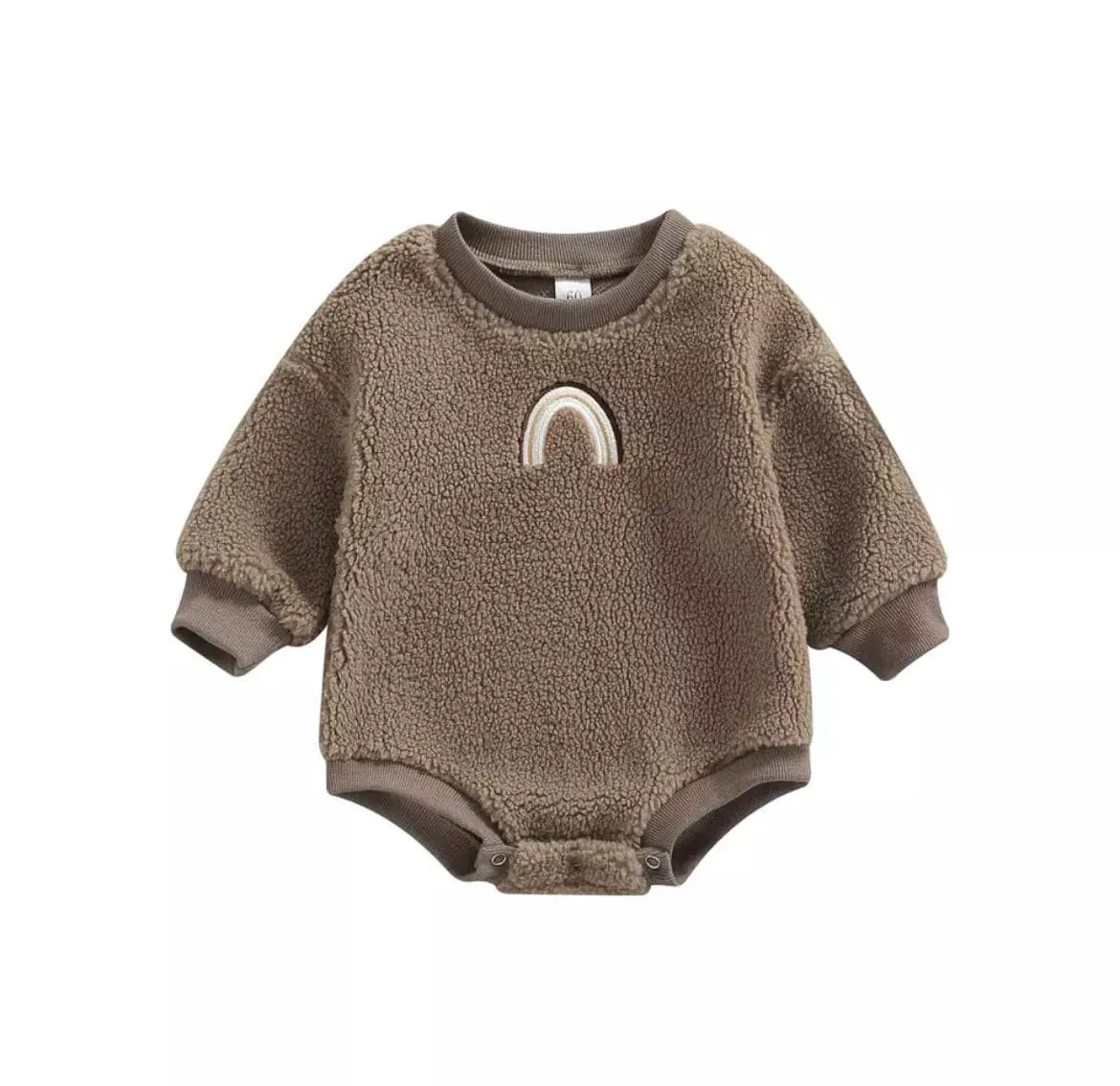 Sherpa Rainbow Sweater Romper - Milo Brown