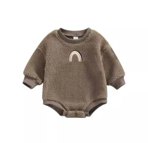 Sherpa Rainbow Sweater Romper - Milo Brown