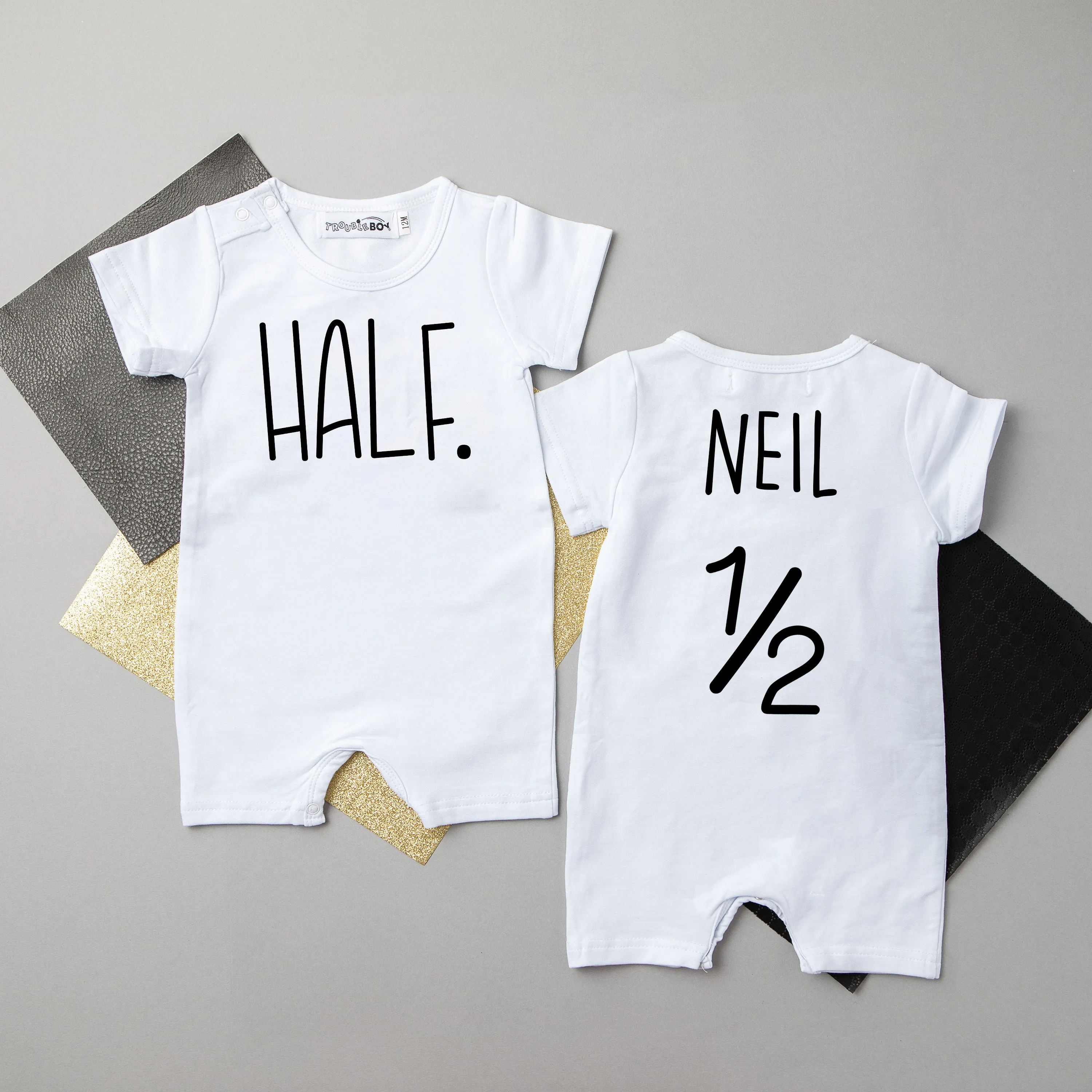 Shorts "Half." Slim Fit 1/2 Birthday Romper