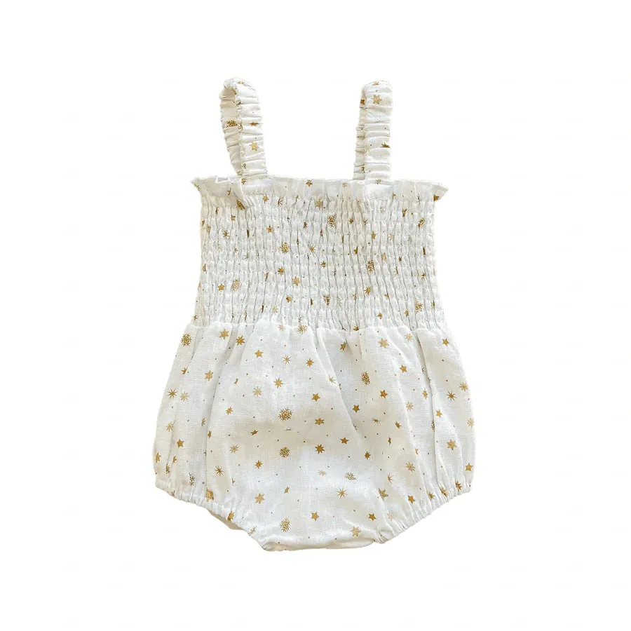 Silent Night Shirred Romper