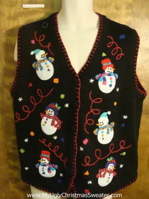 Snowmen and Curlicues Funny Christmas Sweater Vest