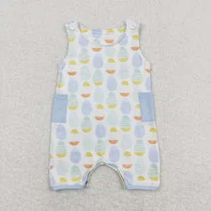 SR0901  baby boy clothes easter eggs boy easter summer romper