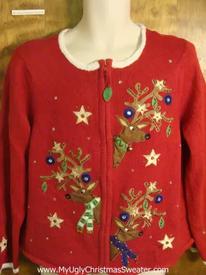 Starry Night Reindeer Cheesy Christmas Sweater