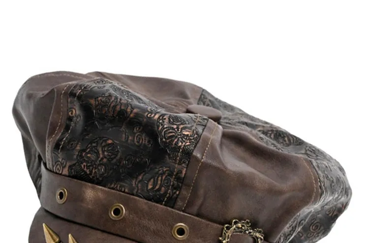 Studs Design Brown Wasteland Punk Hat