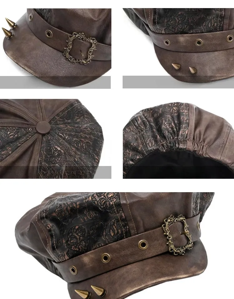 Studs Design Brown Wasteland Punk Hat