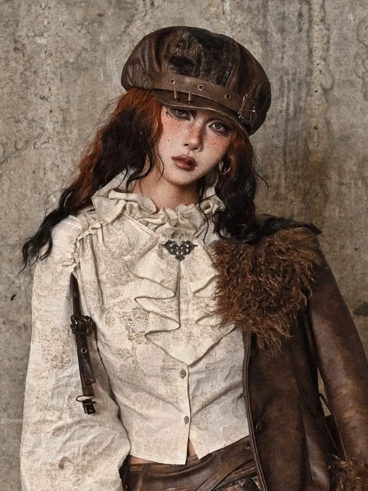 Studs Design Brown Wasteland Punk Hat