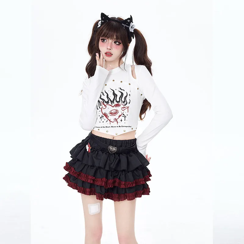 Summer Punk Style Black Cake Skirt