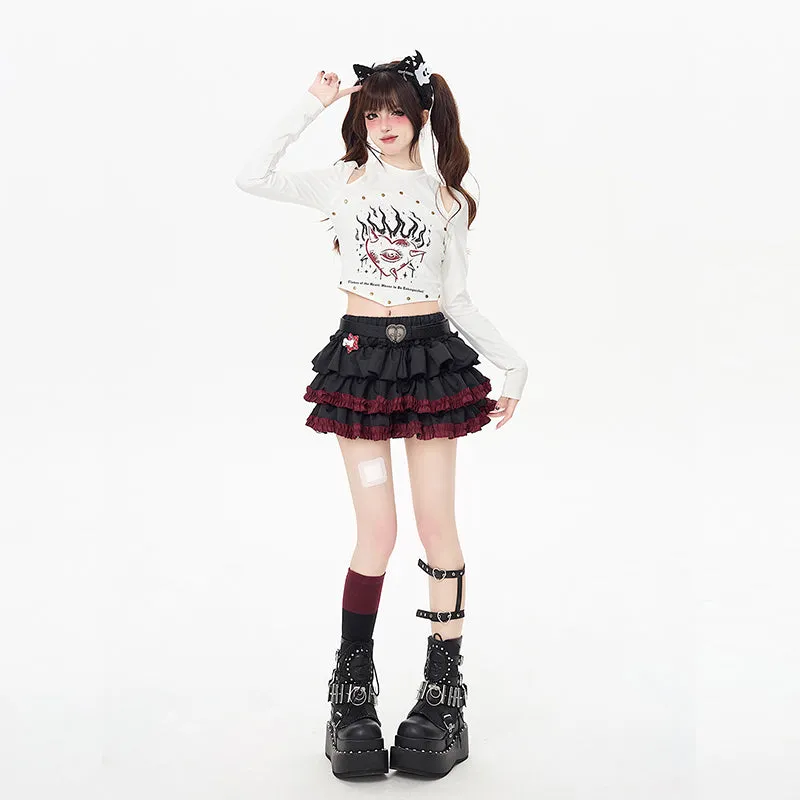 Summer Punk Style Black Cake Skirt