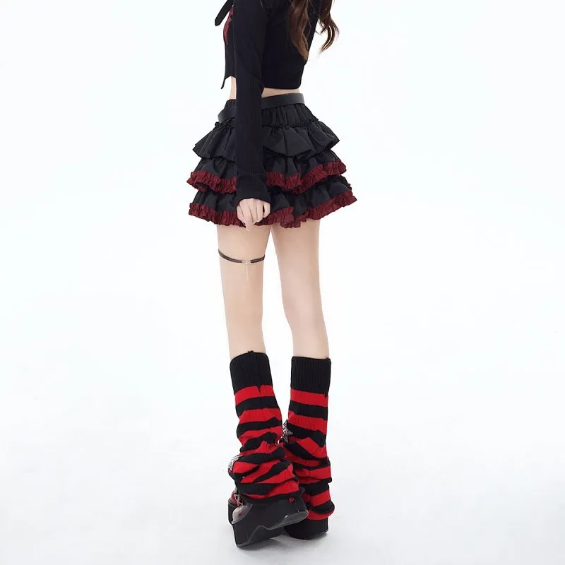 Summer Punk Style Black Cake Skirt