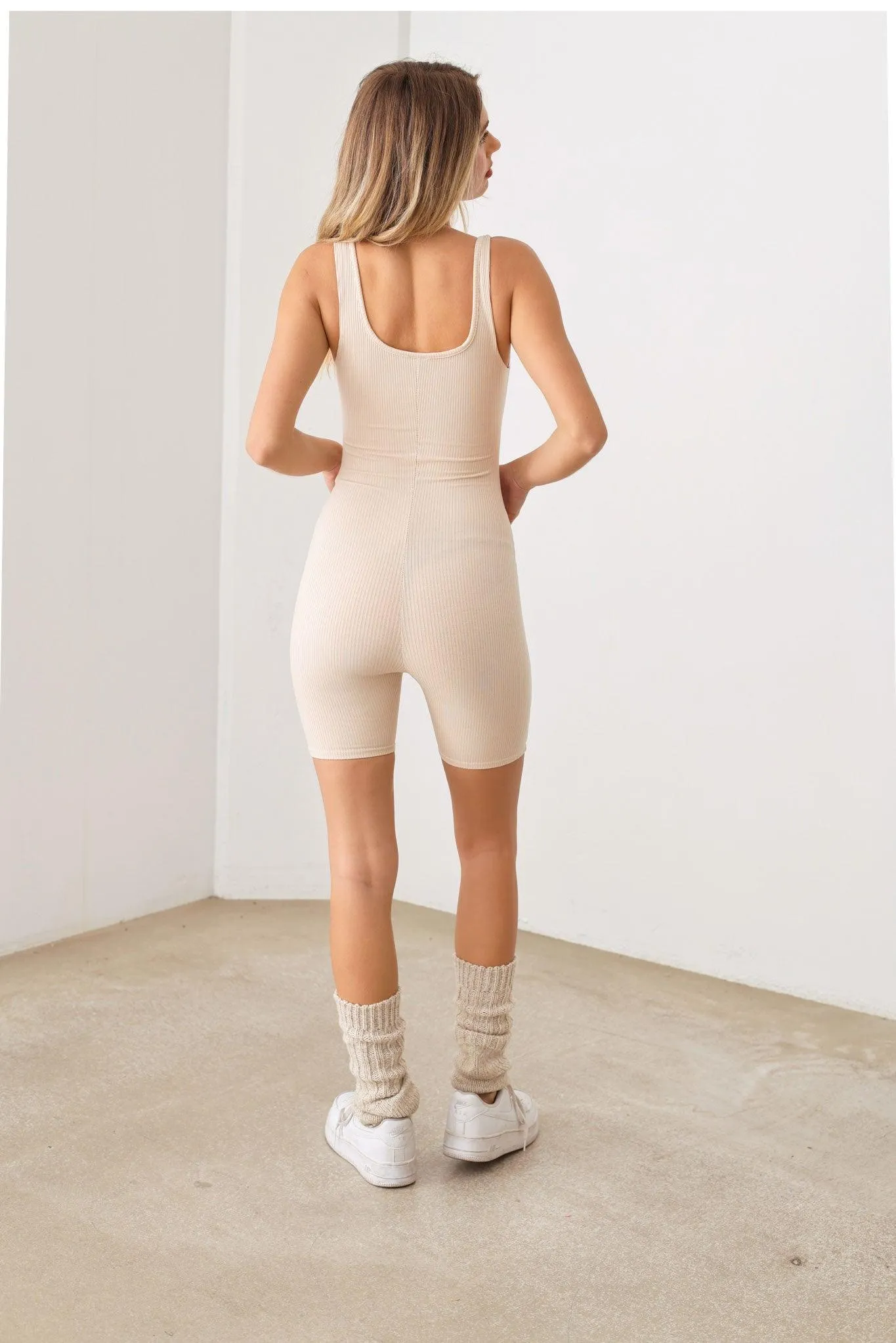 Super Base Ribbed Cut Out Bodycon Romper