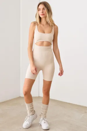 Super Base Ribbed Cut Out Bodycon Romper