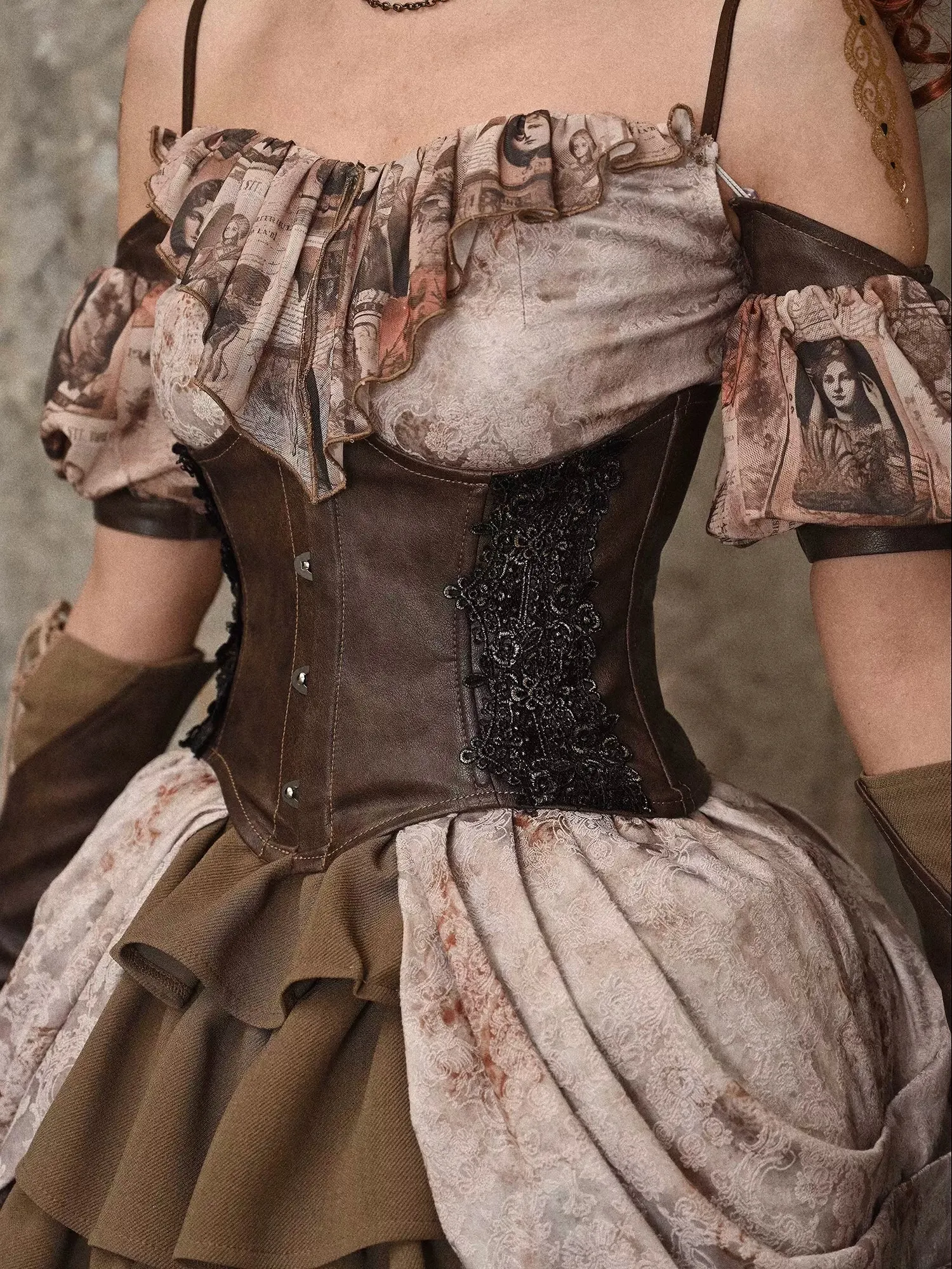 Team Corset Buckle Punk Waist Lettros Steel Lace