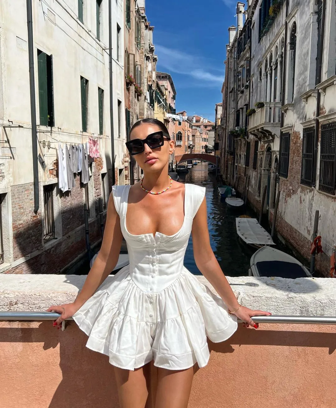 THE ELISABETH ROMPER Charming DRESS - WHITE SILK