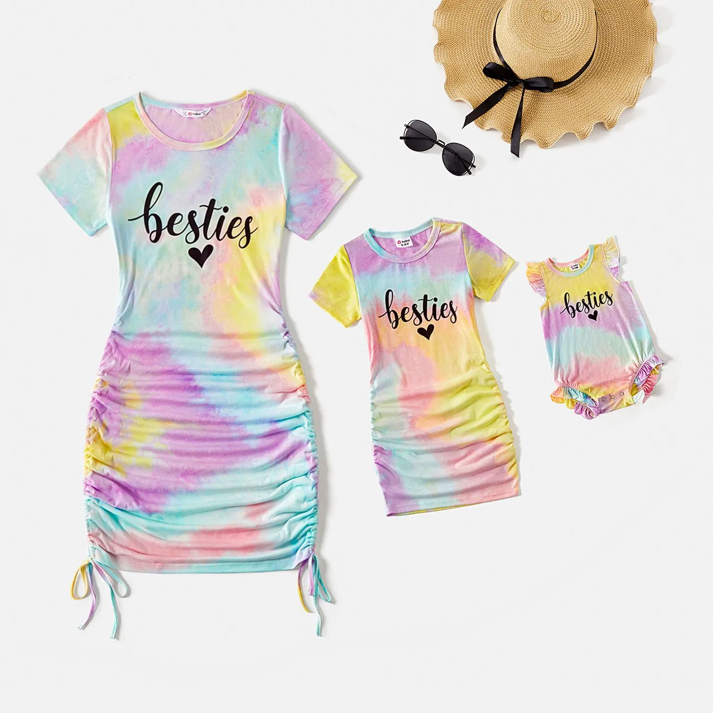 Tie Dye Round Neck Sleeveless Bodycon Dress for Mom and Me