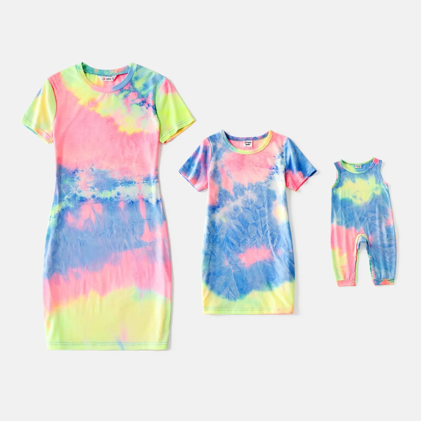 Tie Dye Round Neck Sleeveless Bodycon Dress for Mom and Me